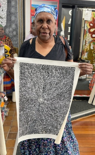#285 Collecting Bush Medicine Seeds- LANITA NUMINA : Aboriginal Art: 39x53cm