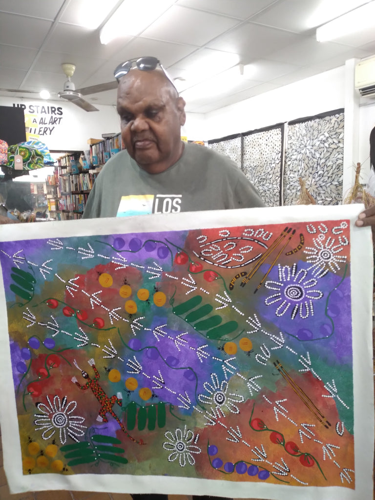 #111 Kangaroo Hunting - SANDY WALKER:  - Desert Art  Australia SIZE: 69x92cm