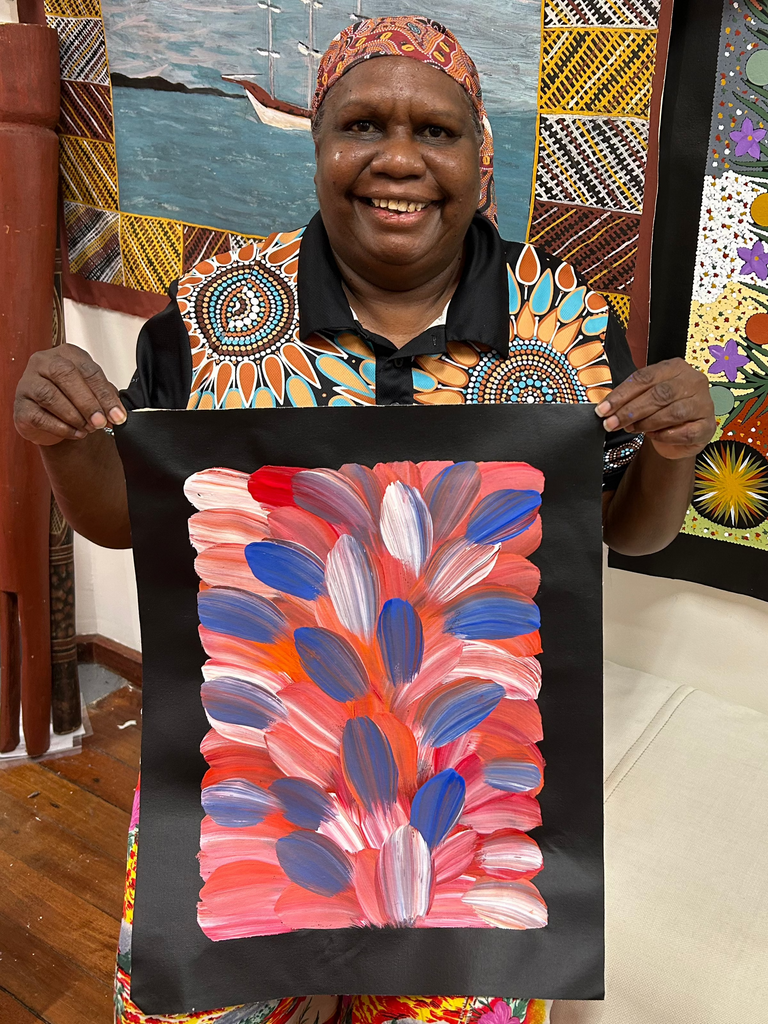 #83 Bush Medicine Leaves (Multi) - LOUISE NUMINA : Aboriginal Art: 30x41cm