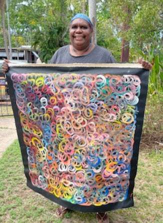#306 - Thorny Devil Lizard - LOUISE NUMINA : Aboriginal Art: 91x95cm
