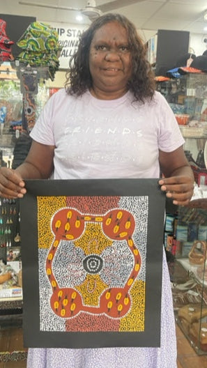 #335 Women Digging for Honey Ants: ANGELA NUMINA : ABORIGINAL ART: 31x41cm