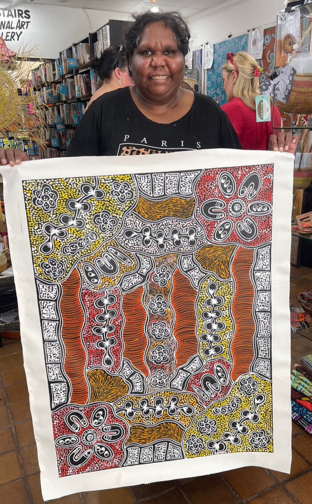 #275 My Country Dreaming (Orange/Multi) - SHARON NUMINA : Aboriginal Art: 69x92cm