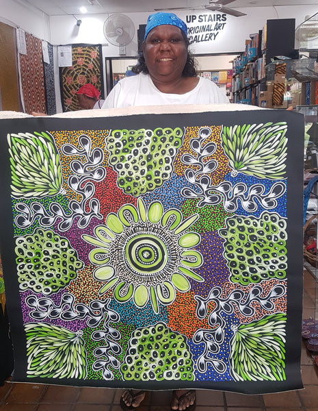 #334 My Country Dreaming (Multi) - SHARON NUMINA : Aboriginal Art: 98x93cm