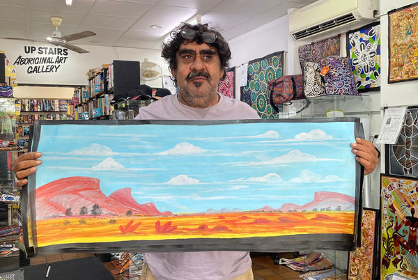 #363 Central Landscapes (Red Rocks) - REX SULTAN JABANGARDI: ABORIGINAL ART: 35x102cm