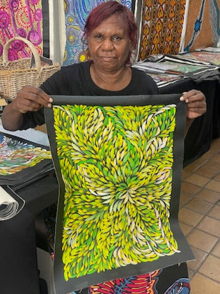 #368 Bush Medicine Leaves (Multi) - CAROLINE NUMINA : Aboriginal Art: 37x46cm