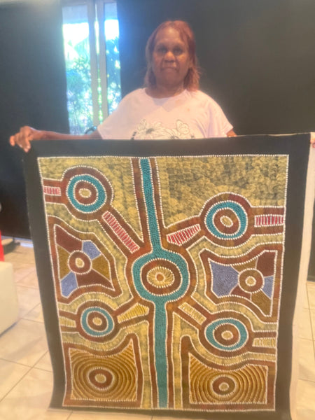 #394 Thorny Devil Lizard (Multi) - CAROLINE NUMINA : Aboriginal Art: 92x111cm