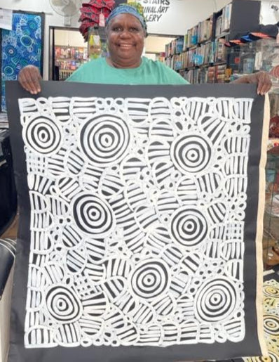 #291 Women's Body Design (Blk/Whte)  LOUISE NUMINA : Aboriginal Art: 93x103cm