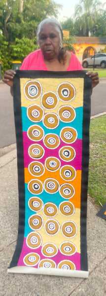 #307 Waterholes (Multi) BARBARA PANANKA PRICE : Aboriginal Art: 150x42cm