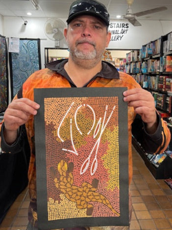 #28 Men Hunting Goanna - BEVAN CLANCY TJAMPITJIMPA 25x42cm