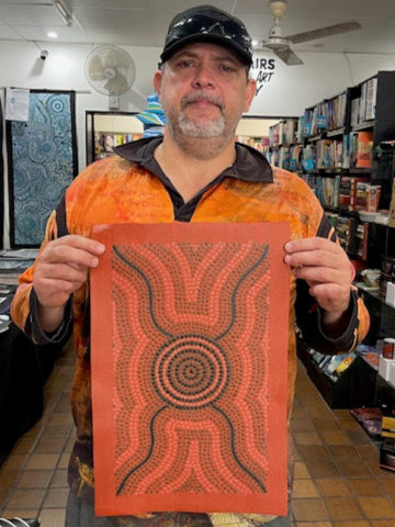 #67 Waterhole (Earth) - BEVAN CLANCY TJAMPITJIMPA 24x41cm