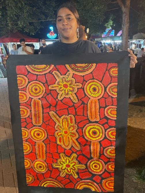 #96 Women's Ceremony (Red) - Chakayah Sultan: Aboriginal Art - 66x92cm
