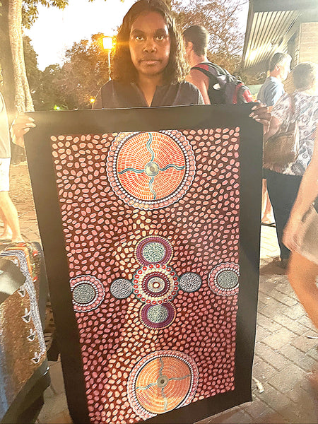 #367 ALIARA BIRD After the Rain (Pink) : Aboriginal Art: 62x103cm