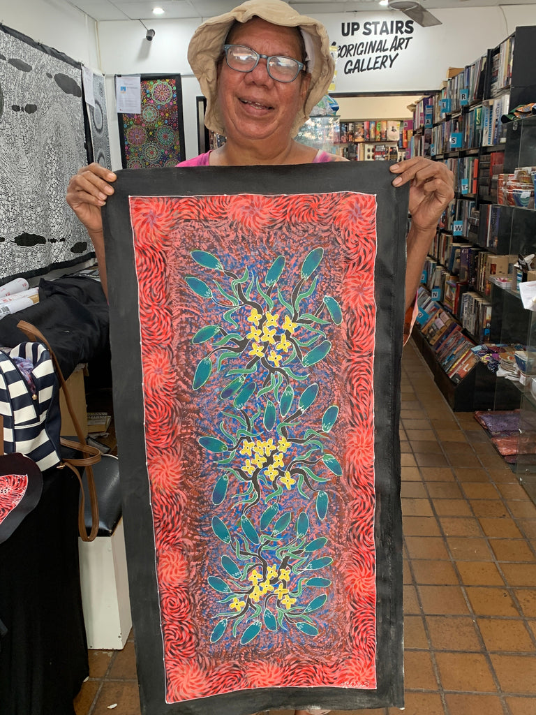 #70 Bush Tucker Dreaming (Multi)  ARTIST:  JOANNE WILSON  41 x 95cm