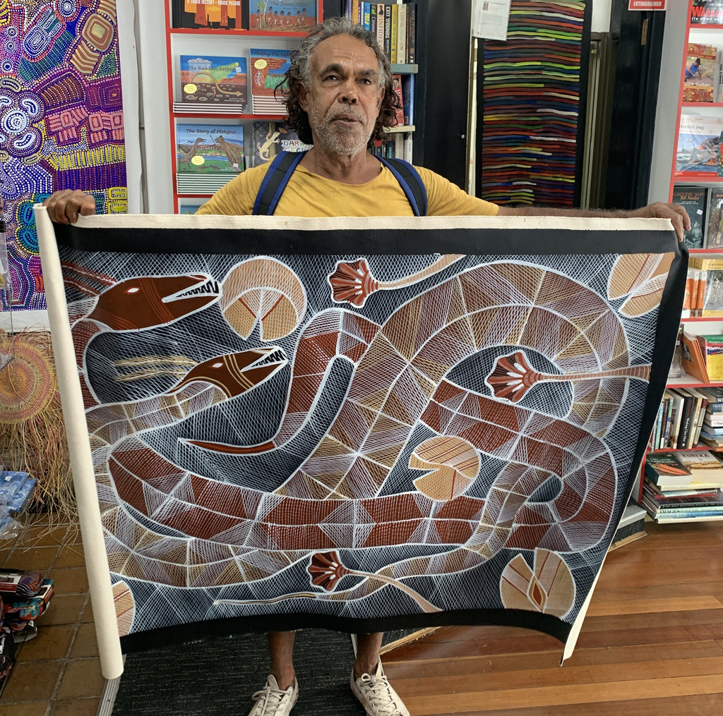 #357 Rainbow Serpents - EDDIE BLITNER : Aboriginal Art :  137cm x 93cm