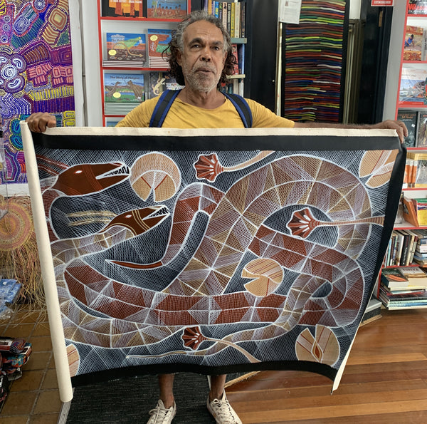 #357 Rainbow Serpents - EDDIE BLITNER : Aboriginal Art :  137cm x 93cm