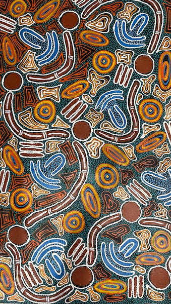 #144 Tribal Voice (Multi) - TREPHINA SULTAN THANGUWA : 93cm x 153cm