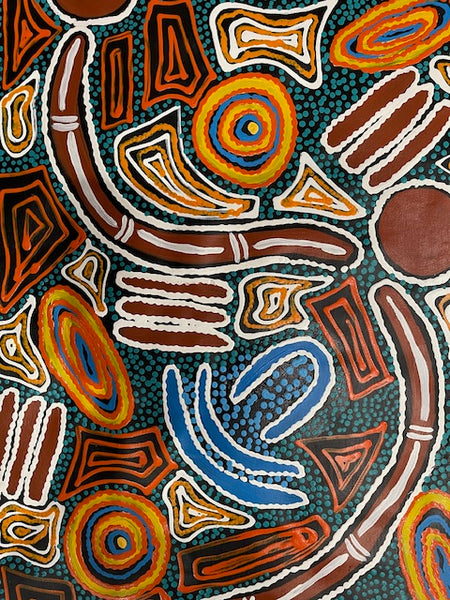 #144 Tribal Voice (Multi) - TREPHINA SULTAN THANGUWA : 93cm x 153cm