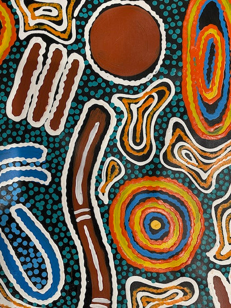 #144 Tribal Voice (Multi) - TREPHINA SULTAN THANGUWA : 93cm x 153cm