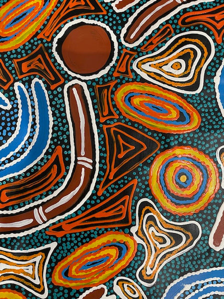 #144 Tribal Voice (Multi) - TREPHINA SULTAN THANGUWA : 93cm x 153cm