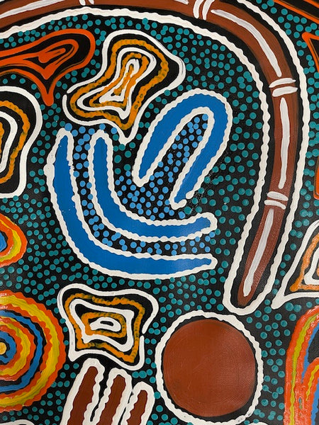 #144 Tribal Voice (Multi) - TREPHINA SULTAN THANGUWA : 93cm x 153cm