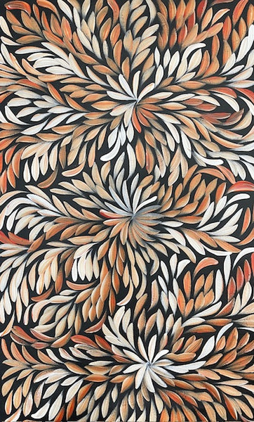 #134 Bush Medicine Leaves (Earth) - LOUISE NUMINA : Aboriginal Art: 71cm x 44cm