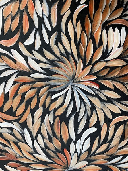 #134 Bush Medicine Leaves (Earth) - LOUISE NUMINA : Aboriginal Art: 71cm x 44cm