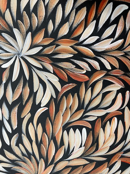 #134 Bush Medicine Leaves (Earth) - LOUISE NUMINA : Aboriginal Art: 71cm x 44cm