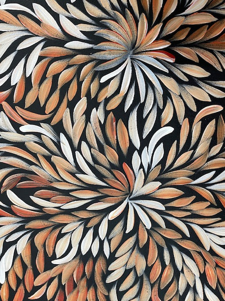 #134 Bush Medicine Leaves (Earth) - LOUISE NUMINA : Aboriginal Art: 71cm x 44cm