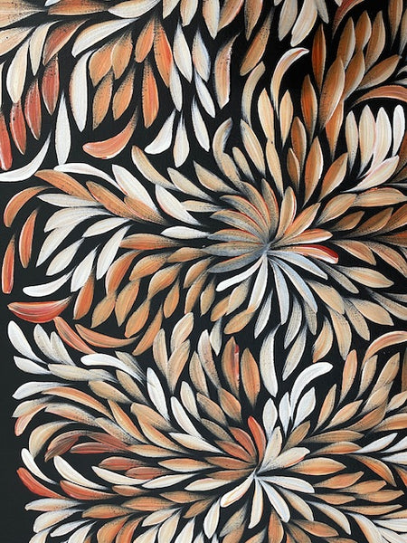 #134 Bush Medicine Leaves (Earth) - LOUISE NUMINA : Aboriginal Art: 71cm x 44cm