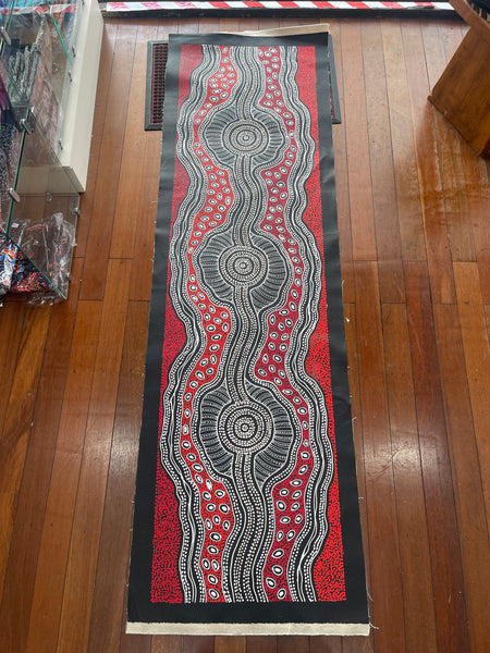#162 Emu Dreaming (Red) - SHARON NUMINA : Aboriginal Art: 54x200cm