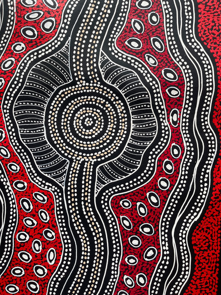 #162 Emu Dreaming (Red) - SHARON NUMINA : Aboriginal Art: 54x200cm