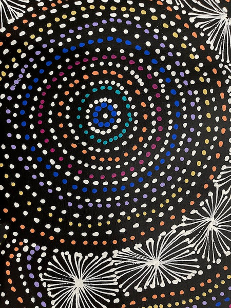 #95 Bush Medicine Leaves at the Waterholes - SELINA NUMINA : Aboriginal Art 80cm x 151cm
