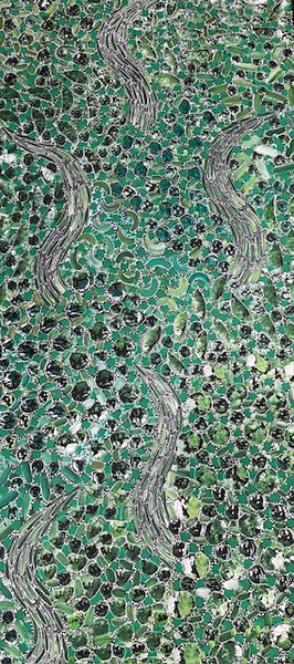 #101 Bush Yam Dreaming (Greens) - RACHAEL NAMBULA: Aboriginal Art 90cm x 200cm