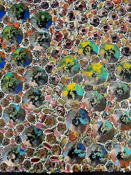 #246 Bush Yam Dreaming (Multi) - RACHAEL NAMBULA: Aboriginal Art 56cm x 200cm