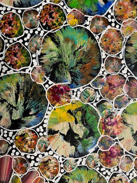 #246 Bush Yam Dreaming (Multi) - RACHAEL NAMBULA: Aboriginal Art 56cm x 200cm