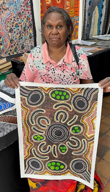 #386 Women's Ceremony (Earth) - CAROLINE NUMINA : Aboriginal Art:  41cm x 56cm