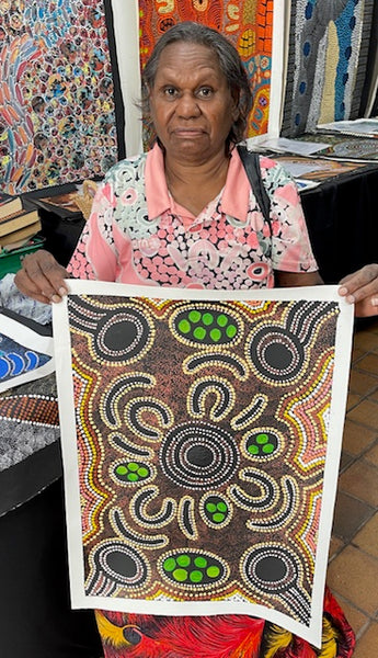 #386 Women's Ceremony (Earth) - CAROLINE NUMINA : Aboriginal Art:  41cm x 56cm