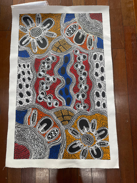 #100 Collecting Bush Tucker (Multi) - LANITA NUMINA : Aboriginal Art: 57x93