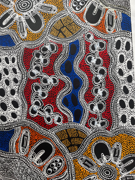 #100 Collecting Bush Tucker (Multi) - LANITA NUMINA : Aboriginal Art: 57x93