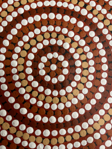 #68 Big River & Waterhole (Earth) BEVAN CLANCY TJAMPITJIMPA Aboriginal Art: 120cm x 39cm
