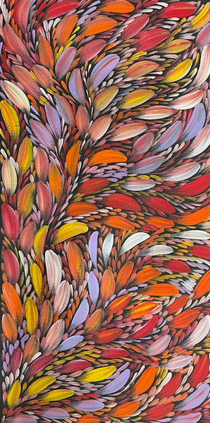 #13 Bush Medicine Leaves (Sunset) - SELINA NUMINA : Aboriginal Art: 87cm x 44cm