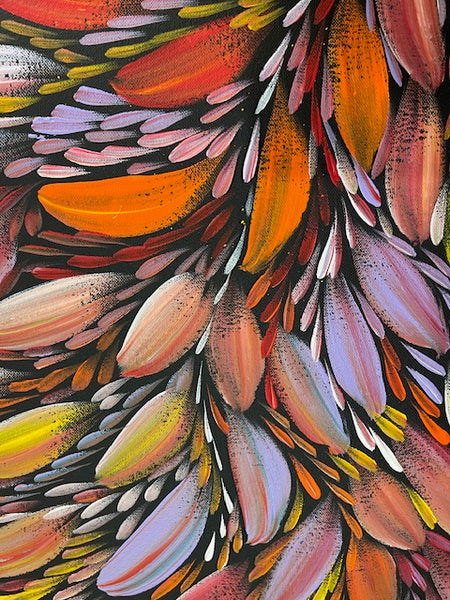 #13 Bush Medicine Leaves (Sunset) - SELINA NUMINA : Aboriginal Art: 87cm x 44cm