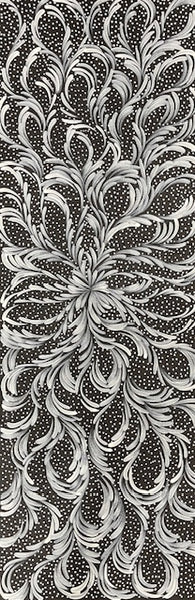 #274 Bush Medicine Leaves & Seeds (White) - SELINA NUMINA : Aboriginal Art: 93cm x 32xm