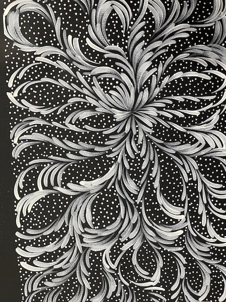 #274 Bush Medicine Leaves & Seeds (White) - SELINA NUMINA : Aboriginal Art: 93cm x 32xm