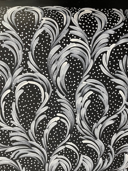 #274 Bush Medicine Leaves & Seeds (White) - SELINA NUMINA : Aboriginal Art: 93cm x 32xm