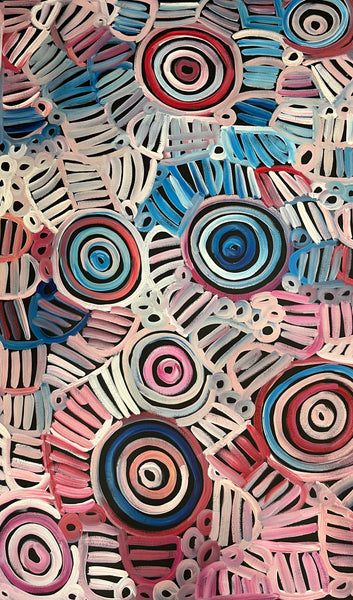 #299 Women's Body Design - Ceremony (Pinks) - LOUISE NUMINA : Aboriginal Art: 146 x 93cm