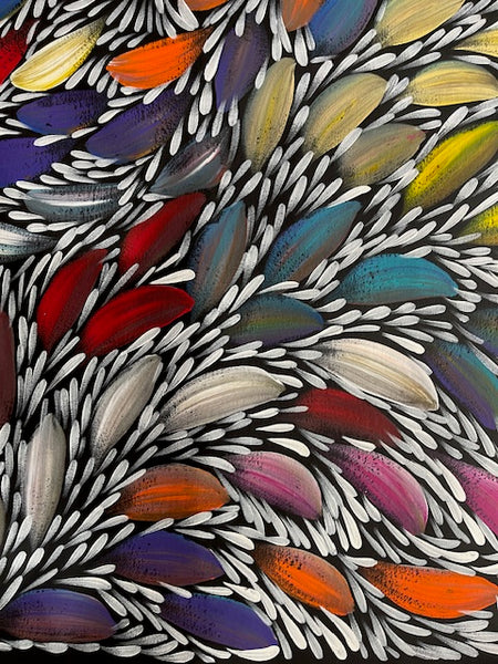 #262 Bush Medicine Leaves (Multi) - SELINA NUMINA : Aboriginal Art: 92cm x 90cm