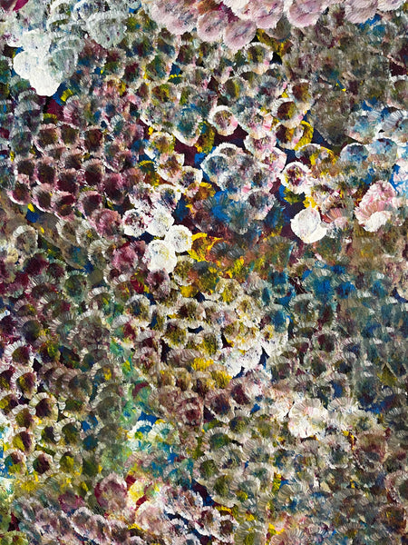 #371 Bush Plum Dreaming (Multi) -ARTIST: Bessie Pitjara - Aboriginal Art: 129 x 92cm