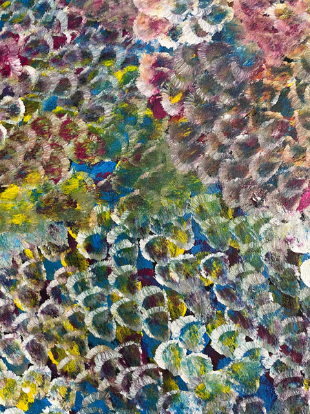 #371 Bush Plum Dreaming (Multi) -ARTIST: Bessie Pitjara - Aboriginal Art: 129 x 92cm