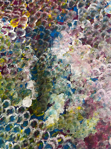 #371 Bush Plum Dreaming (Multi) -ARTIST: Bessie Pitjara - Aboriginal Art: 129 x 92cm
